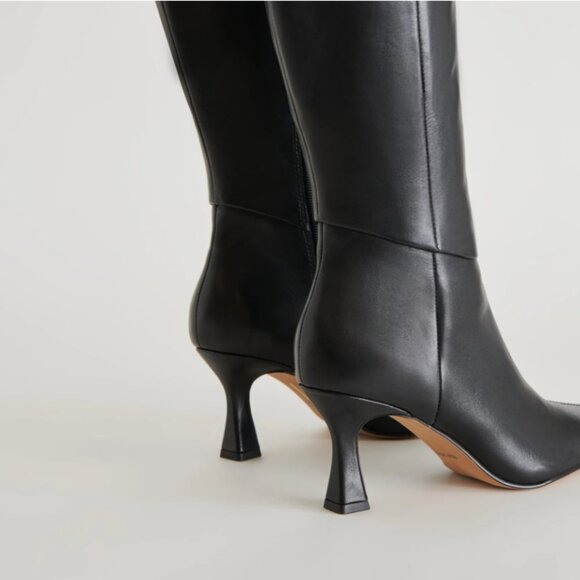 NEW DOLCE VITA Leather Gyra High Shaft Wide Calf Boots in DARK OLIVE 925 6t3 - Picture 7 of 10